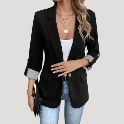 Dámské na míru střižené sako s jedním knoflíkem a vyhrnutými rukávy – elegantní letní bunda do kanceláře, na pracovní schůzky a ve stylu smart casual