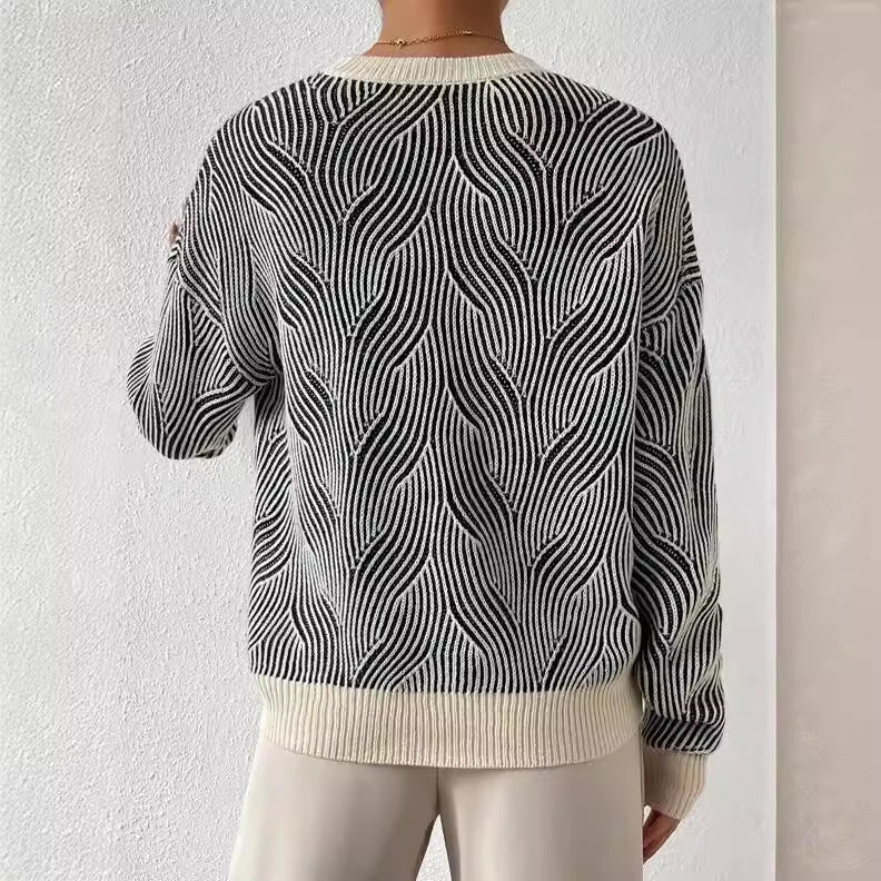 Dame Blød Striktrøje Med Rund Hals Og Lange Ærmer – Afslappet Sweater Til Efterår, Vinter Og Komfortabelt Hverdagsbrug