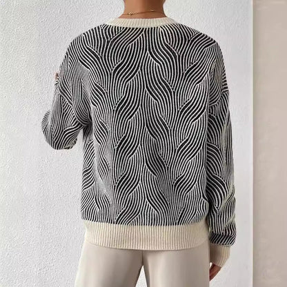 Dame Blød Striktrøje Med Rund Hals Og Lange Ærmer – Afslappet Sweater Til Efterår, Vinter Og Komfortabelt Hverdagsbrug