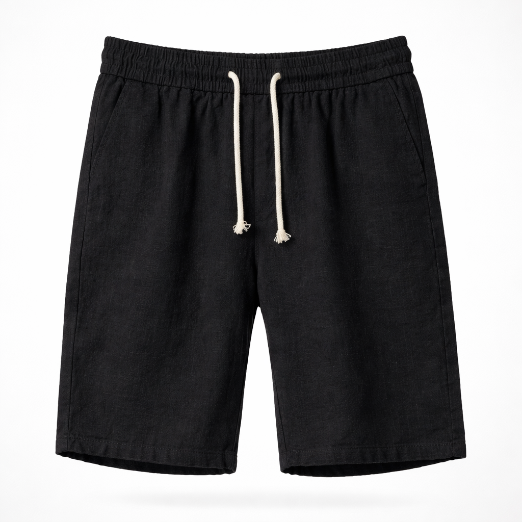 Herre Hørblandede Shorts Med Snøretalje Og Afslappet Pasform – Stilfulde Sommershorts Til Ferie, Strand, Fritid Og Hverdagsbrug