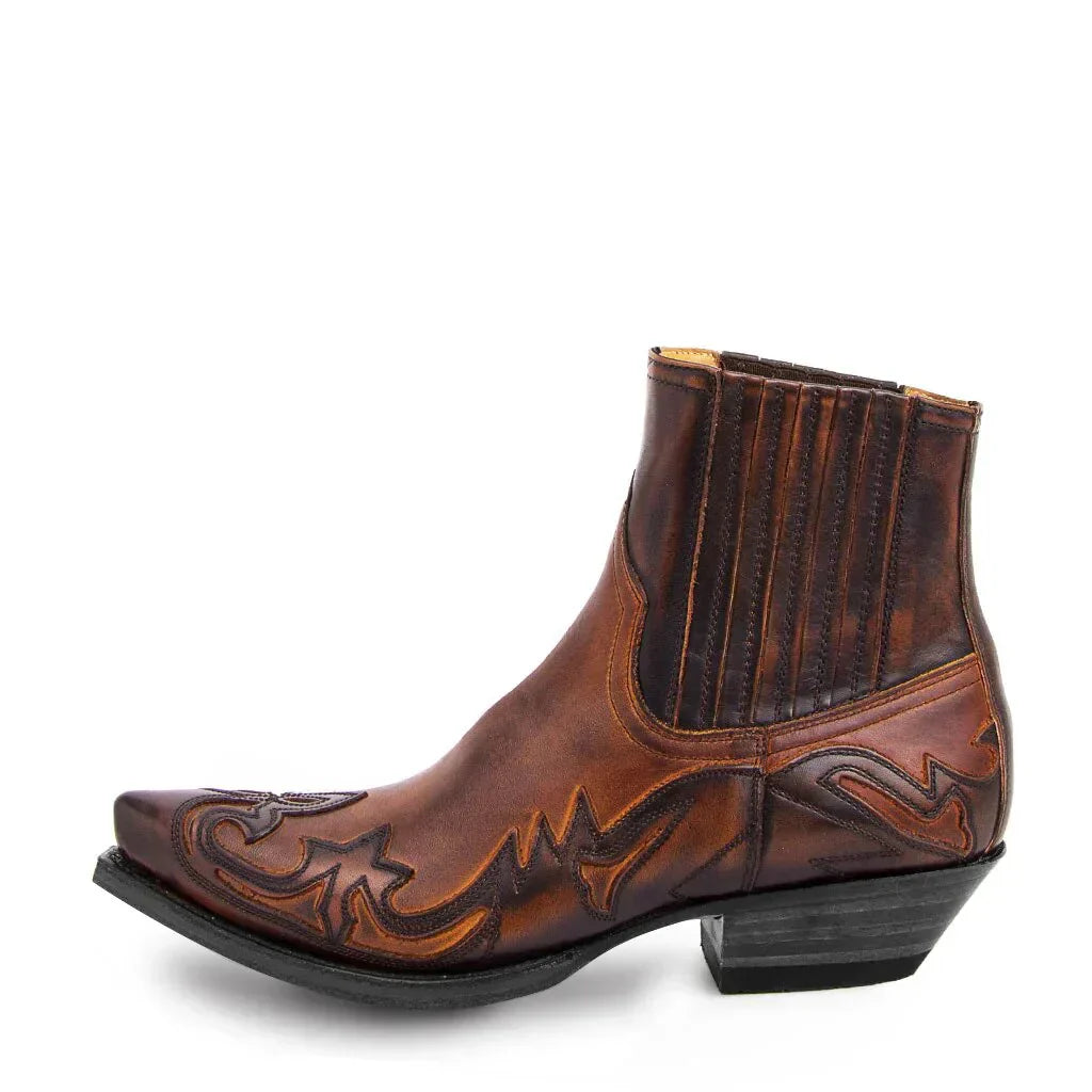 Herre Cowboy Støvler i Læder med Spids Tå og Western Design