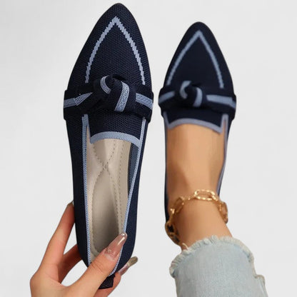 Dame Loafers med Spids Tå – Slip-On Flade Sko med Knudedetalje til Kontor og Hverdagsbrug