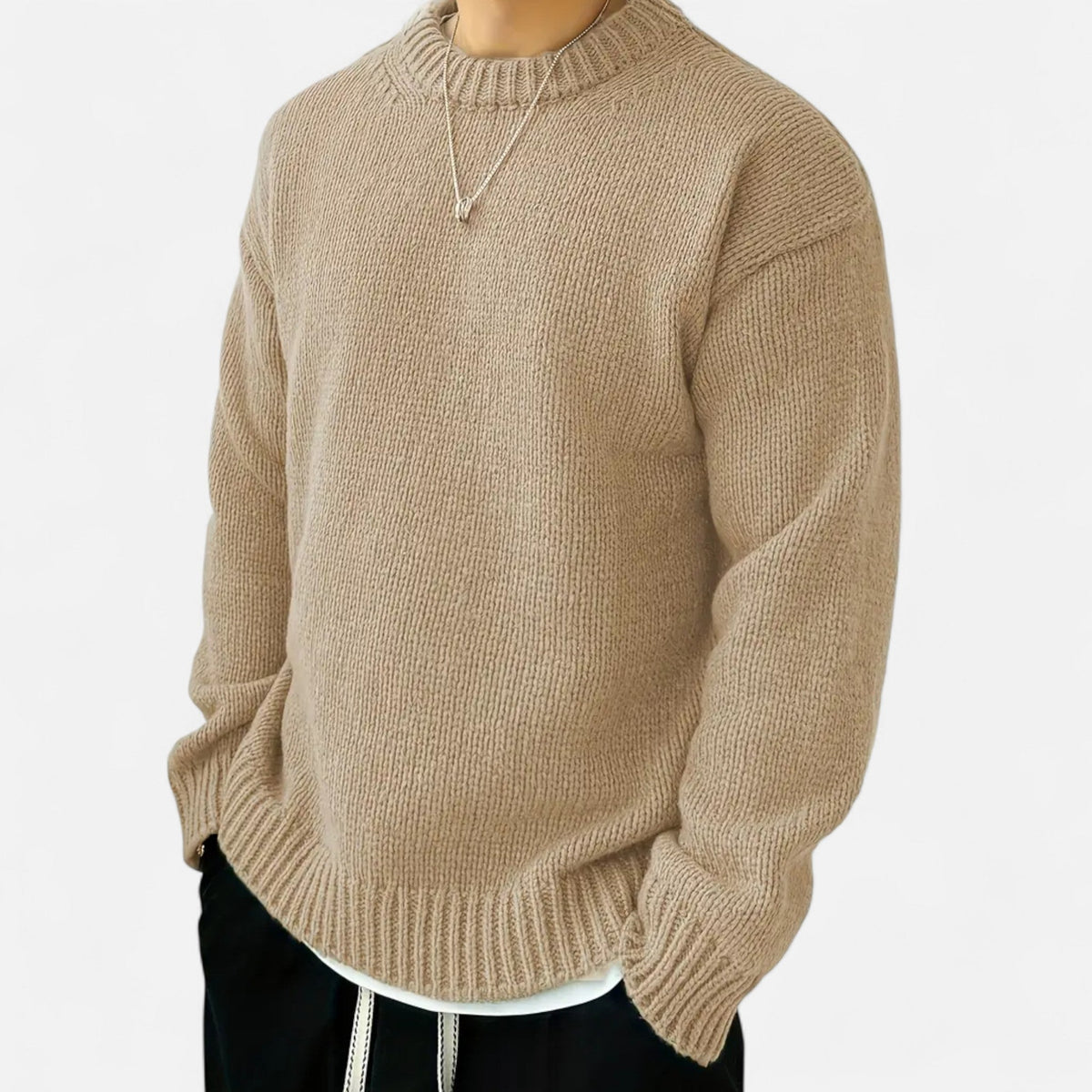 Men's Solid-Color Crew-Neck Pullover – Classic Sweater for Autumn, Winter, Everyday Wear and Smart Casual Style