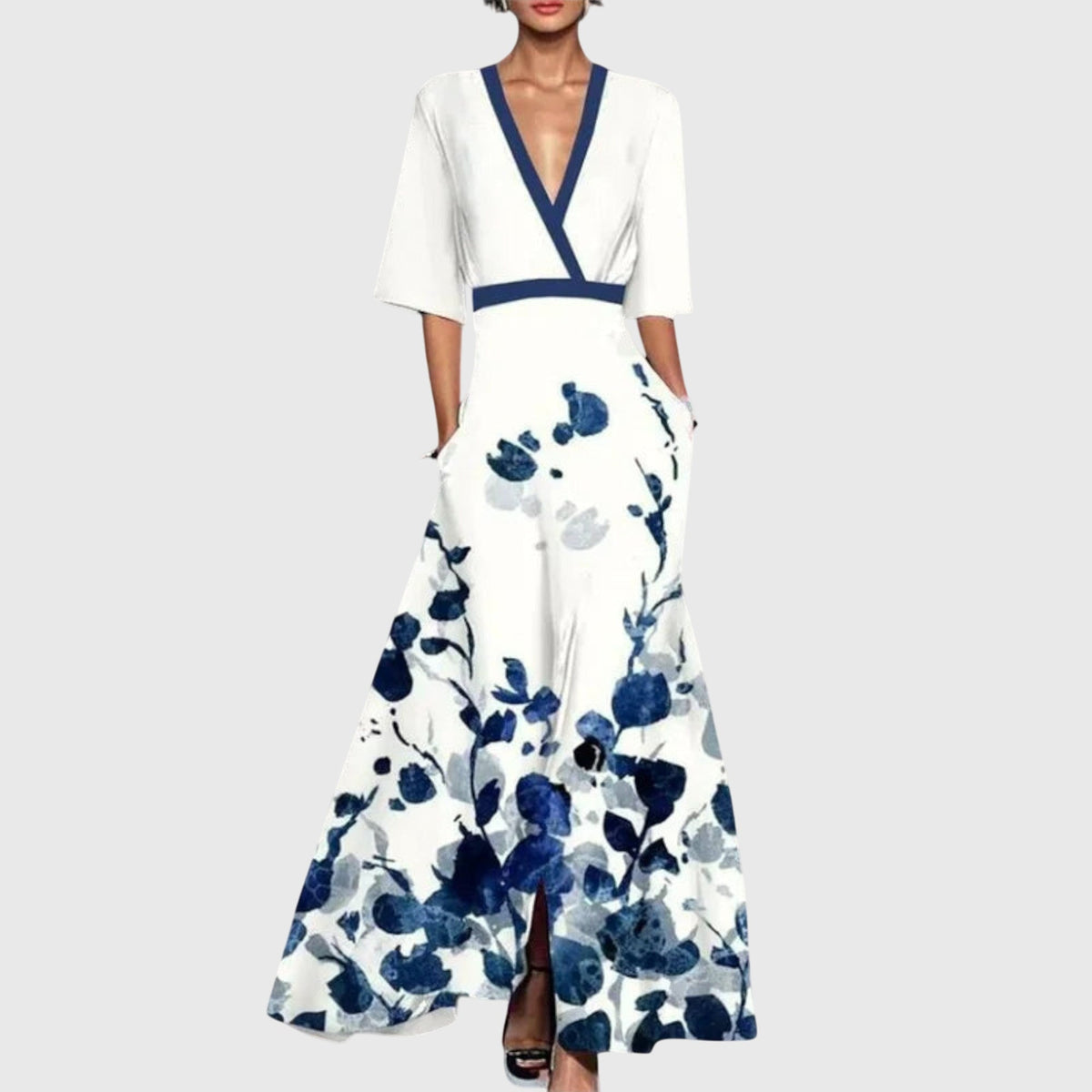 Women's Floral Wrap Maxi Dress – Elegant Dress for Parties, Weddings, Vacations, and Special Occasions