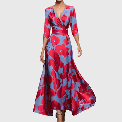 Women's Floral Wrap Maxi Dress – Elegant Dress for Parties, Weddings, Vacations, and Special Occasions
