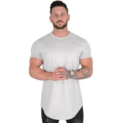 Herre Longline T-Shirt i Athletic Fit med Stretch Komfort
