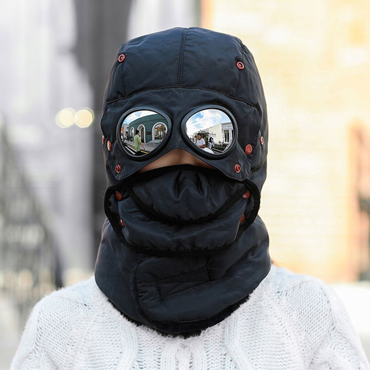Herre Vinter-trapperhue Med Isolerede Øreklapper, Aftagelig Ansigtsdækning Og Goggles – Varm Vinterhue Til Kolde Dage Og Udendørsbrug