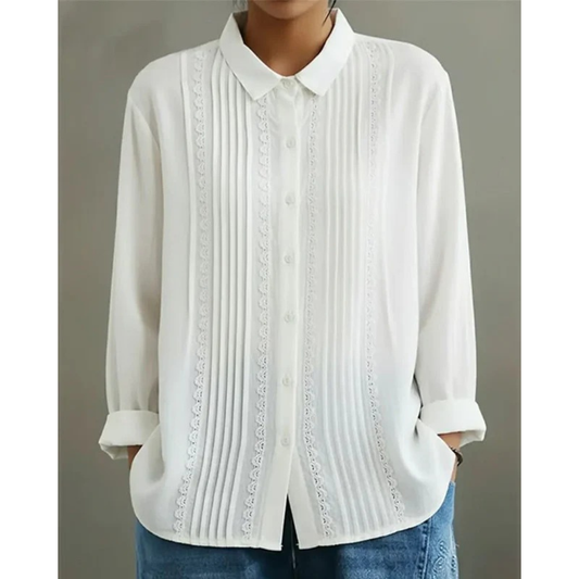 Bluză de damă plisată, cu mâneci lungi – Bluză lejeră pentru birou, purtare zilnică și stil smart casual