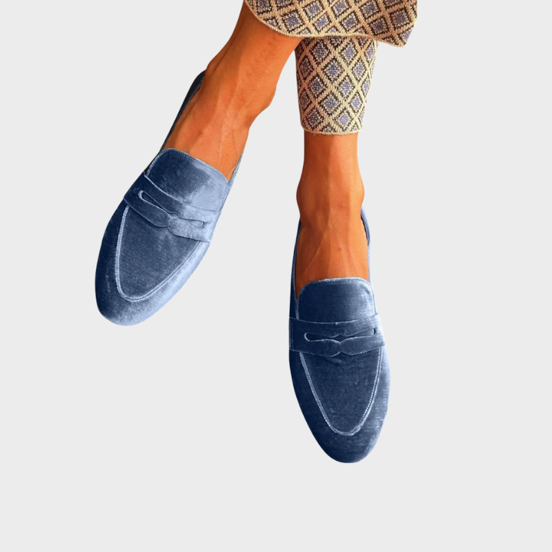 Dame Fløjlsinspirerede Penny Loafers Klassiske Slip-On Hverdagssko