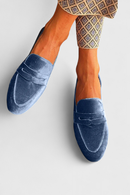 Dame Fløjlsinspirerede Penny Loafers Klassiske Slip-On Hverdagssko