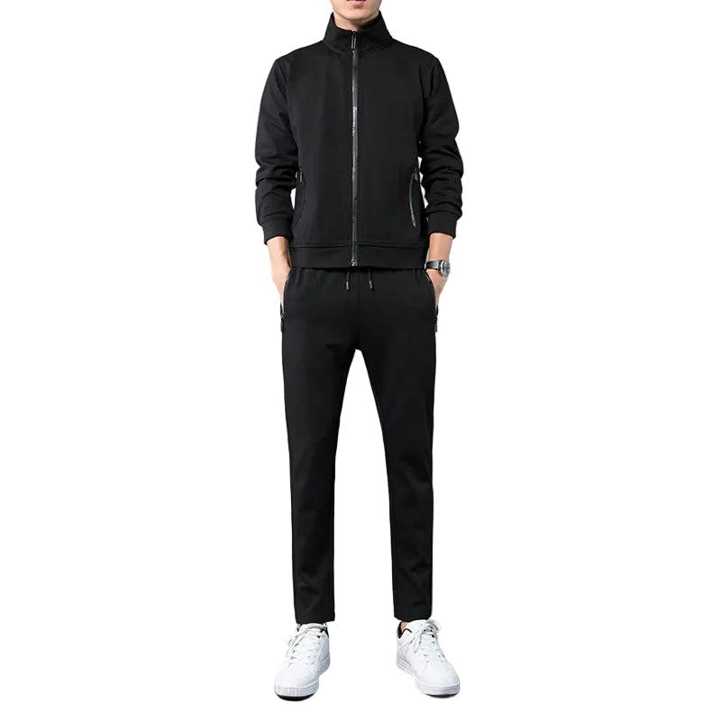 Pánská USB vyhřívaná souprava ve stylu tracksuit se zapínací bundou a kalhotami s nastavitelným pasem – teplá souprava do chladných dnů, na běžné nošení, trénink a volný čas