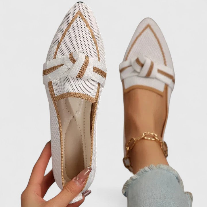 Dame Loafers med Spids Tå – Slip-On Flade Sko med Knudedetalje til Kontor og Hverdagsbrug