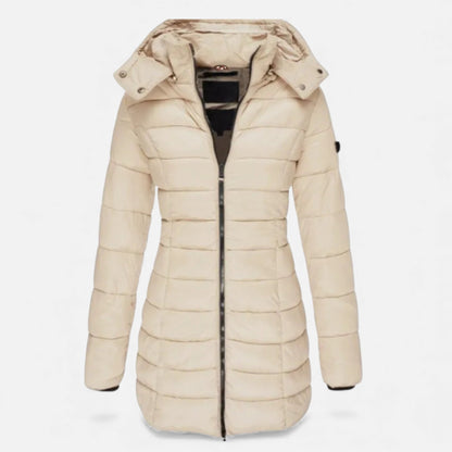 Chaqueta acolchada tipo puffer para mujer de corte entallado y longitud media - Chaqueta elegante para otoño, invierno, el día a día y el tiempo libre