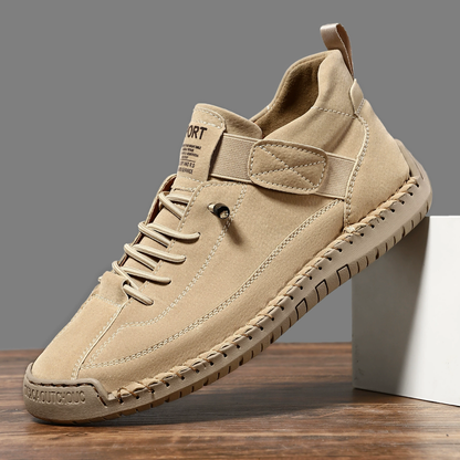 Dame Støttende Lædersneakers – Polstrede Afslappede Gåsko