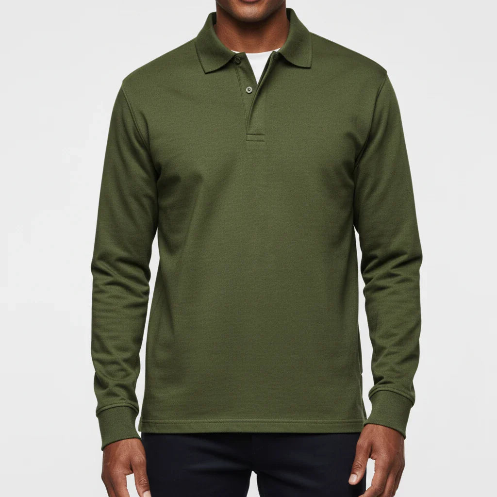Herre Langærmet Poloshirt – Normal Pasform Til Elegant Hverdagsbrug