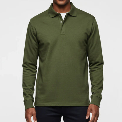 Herre Langærmet Poloshirt – Normal Pasform Til Elegant Hverdagsbrug