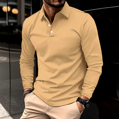 Męska koszulka polo slim fit z długim rękawem i kołnierzykiem – elegancka koszula do biura, na co dzień, na czas wolny i w stylu smart casual
