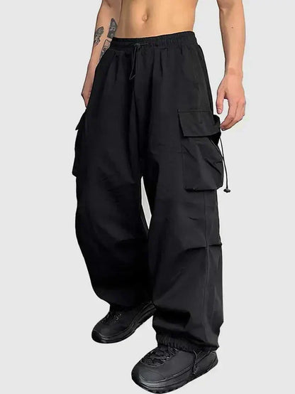 Herre Baggy Cargobukser – Utilitybukser Med Brede Ben Til Streetwear Om Foråret Og Sommeren