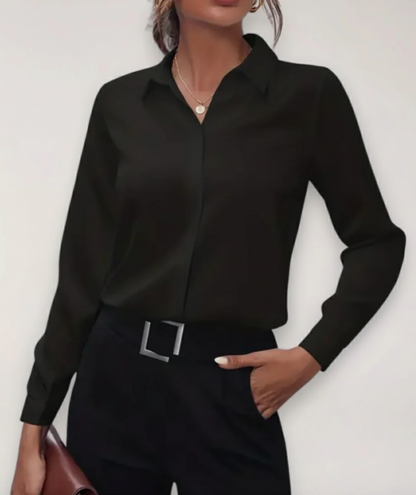 Dame Skræddersyet Bluse – Langærmet Kontorskjorte Til Elegant Businesspåklædning