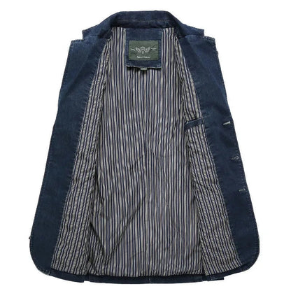 Blazer vaquero slim fit para hombre - chaqueta con solapas clásicas, cierre de botones y bolsillos de parche para un estilo smart casual y un look moderno de diario