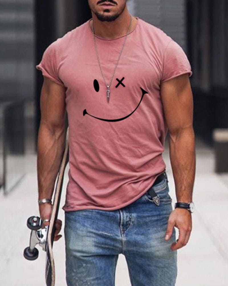 Herre Bomulds T-shirt Kortærmet Rund Hals Afslappet Hverdagsbluse