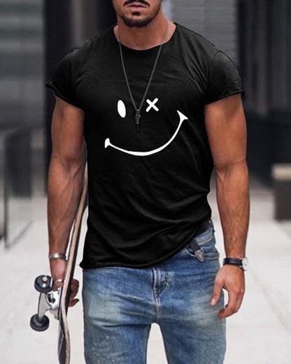 Herre Bomulds T-shirt Kortærmet Rund Hals Afslappet Hverdagsbluse