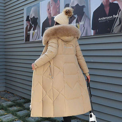 Women's puffer coat with faux fur collar - warm winter outerwear for cold days, everyday wear, leisure, and outdoor use