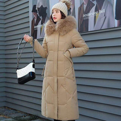 Women's puffer coat with faux fur collar - warm winter outerwear for cold days, everyday wear, leisure, and outdoor use