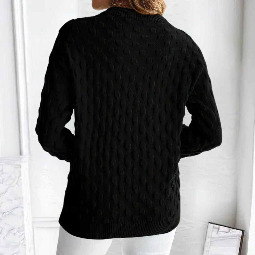 Jersey de cachemira de punto trenzado para mujer con cuello redondo – Jersey clásico para otoño, invierno, oficina y estilo smart casual