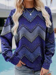 Dame Sweatshirt Med Print, Rund Hals Og Lange Ærmer – Afslappet Pullover Til Hverdagsbrug, Fritid Og Casual Stil