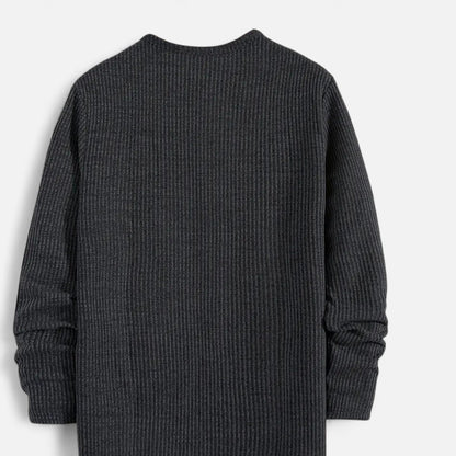 Herre Kabelstrikket Henley-sweater – Klassisk Strik Til Efterår, Vinter, Hverdagsbrug Og Smart Casual Stil