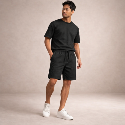 Herre Hørshorts Med Snøretalje Og Print – Afslappede Sommershorts Til Ferie, Strand, Fritid Og Hverdagsbrug