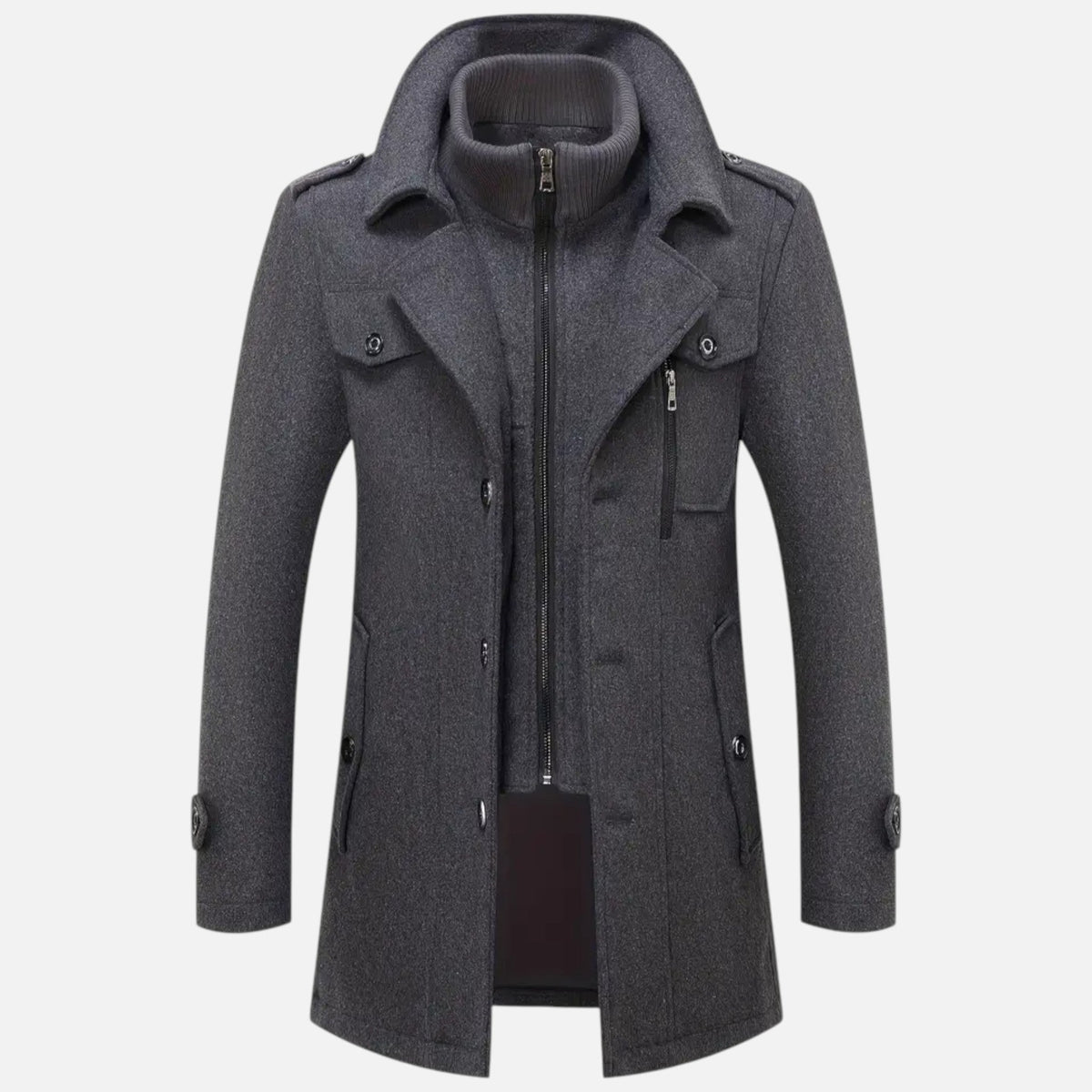 Męski płaszcz tweedowy slim fit – klasyczna odzież wierzchnia na jesień, zimę, do biura, na co dzień i w stylu smart casual