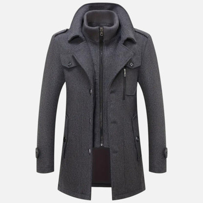 Męski płaszcz tweedowy slim fit – klasyczna odzież wierzchnia na jesień, zimę, do biura, na co dzień i w stylu smart casual