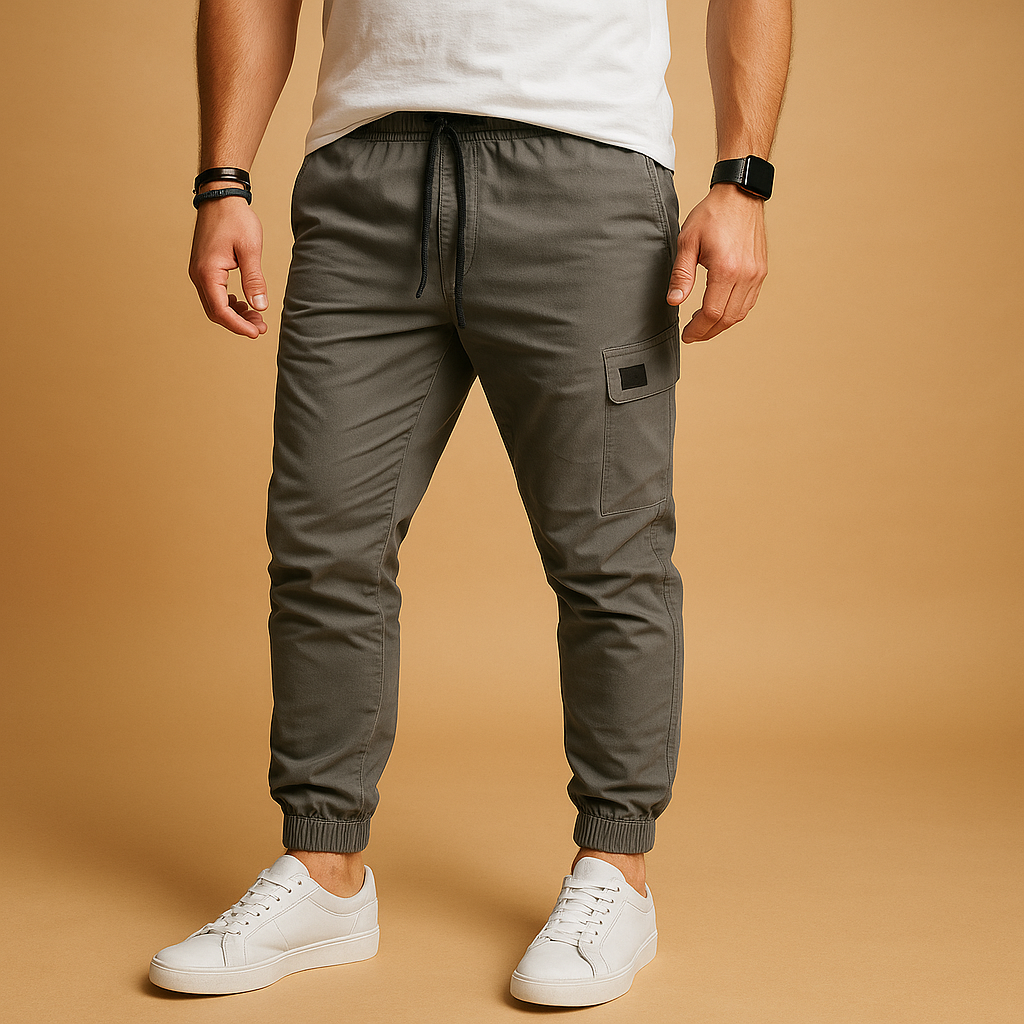 Pantaloni jogger cargo pentru bărbați, cu croială lejeră și craci conici – design utilitar, cu talie cu șnur și buzunare practice, pentru purtare zilnică, călătorii și timpul liber