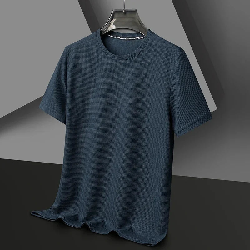 Herre Tekstureret T-Shirt Med Rund Hals Og Korte Ærmer