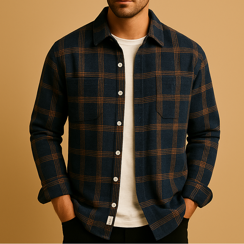 Herre Langærmet Skjorte Med Print Og Knaplukning – Regular Fit-design Med Klassisk Krave Til Hverdagsbrug, Weekender Og Smart Casual-outfits
