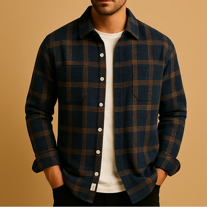 Herre Langærmet Skjorte Med Print Og Knaplukning – Regular Fit-design Med Klassisk Krave Til Hverdagsbrug, Weekender Og Smart Casual-outfits