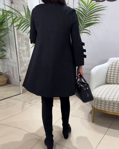 Women's Relaxed Shift Dress with Long Sleeves and a Round Neck – Versatile Dress for Work, Smart-Casual Style, and Everyday Wear in Fall and Winter