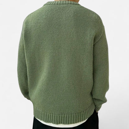 Men's Solid-Color Crew-Neck Pullover – Classic Sweater for Autumn, Winter, Everyday Wear and Smart Casual Style