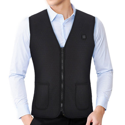 Chaleco eléctrico calefactable para hombre con corte entallado y cremallera completa - Capa cálida de invierno con calor ajustable para los días fríos, el uso diario y las actividades al aire libre