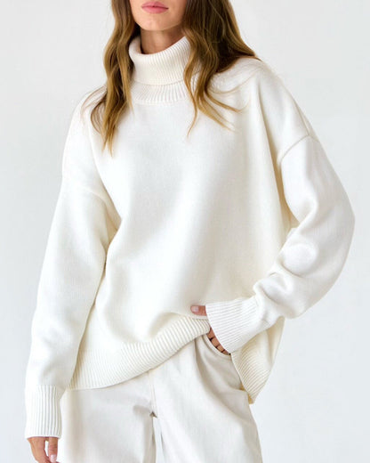 Dame Oversized Rullekravesweater – Afslappet Vinterstrik Til Daglig Lagdeling