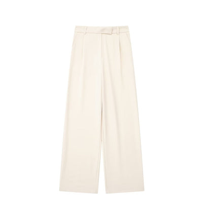 Women's mid-rise cotton-blend wide-leg trousers – Lightweight, tailored full-length design for the office, smart casual looks, and everyday wear in spring and summer