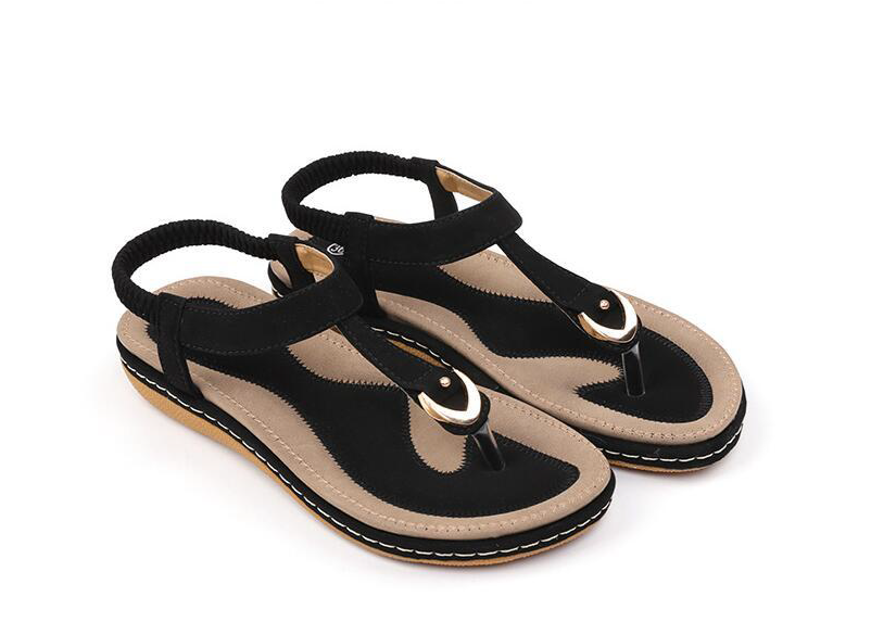 Sandale de damă tip T cu bareta elastică la călcâi – Sandale clasice de vară pentru vacanță, purtare zilnică, plajă și ocazii relaxate