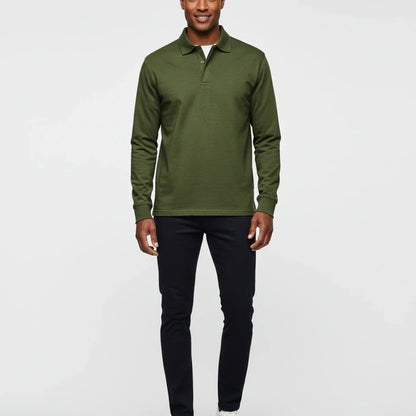 Herre Langærmet Poloshirt – Normal Pasform Til Elegant Hverdagsbrug