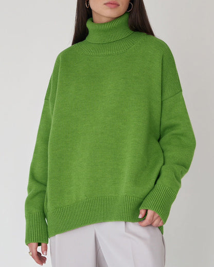 Dame Oversized Rullekravesweater – Afslappet Vinterstrik Til Daglig Lagdeling