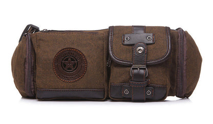 Herre Vintage Bæltetaske I Canvas Med Flere Lommer – Praktisk Utility-taske Med Justerbar Crossbody-rem Til Hverdagsbrug, Rejser Og Fritid