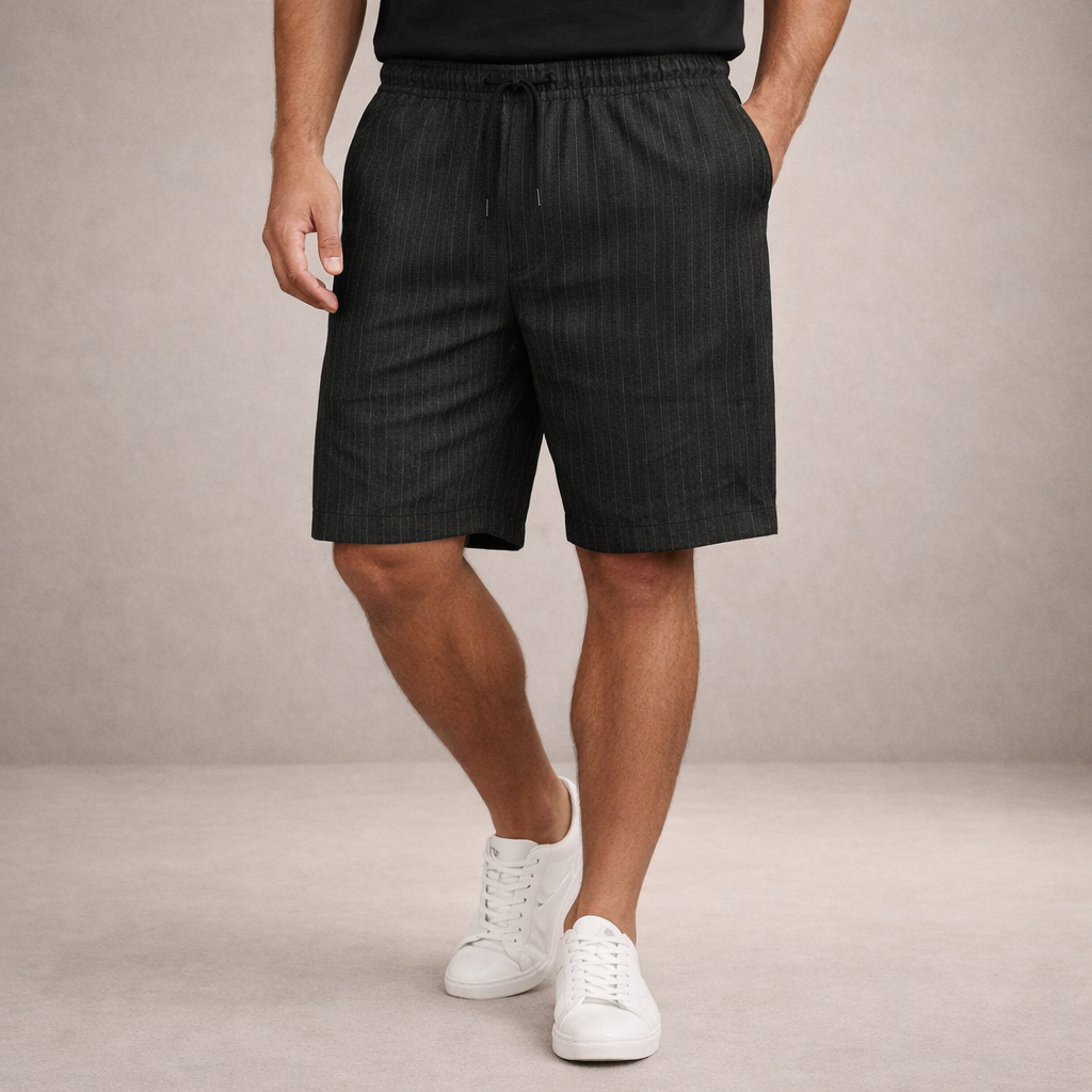 Herre Hørshorts Med Snøretalje Og Print – Afslappede Sommershorts Til Ferie, Strand, Fritid Og Hverdagsbrug