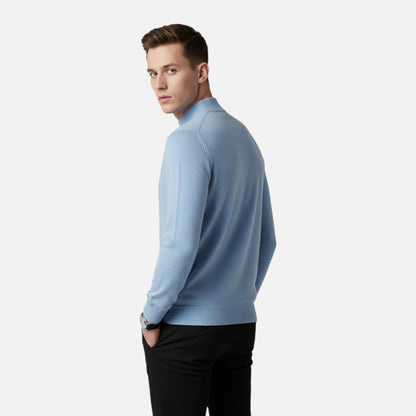 Męski sweter z czystej wełny z półgolfem - ciepła i klasyczna dzianina na jesień, zimę, co dzień i w stylu smart casual