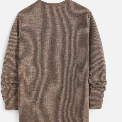 Herre Kabelstrikket Henley-sweater – Klassisk Strik Til Efterår, Vinter, Hverdagsbrug Og Smart Casual Stil